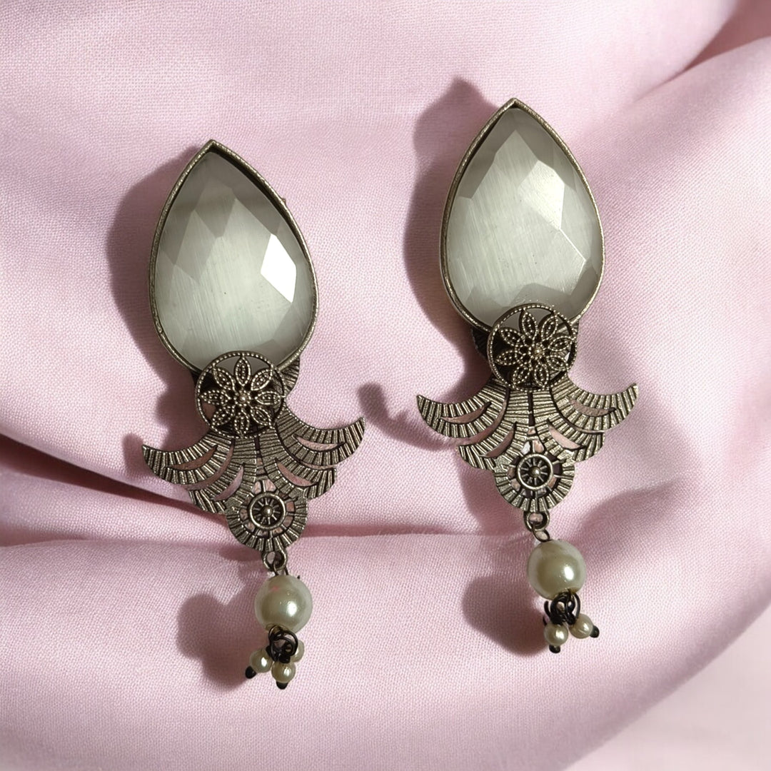 ELEGANT IHA SILVER PLATED PEARL EARRINGS [product_variant]- TelaNaari