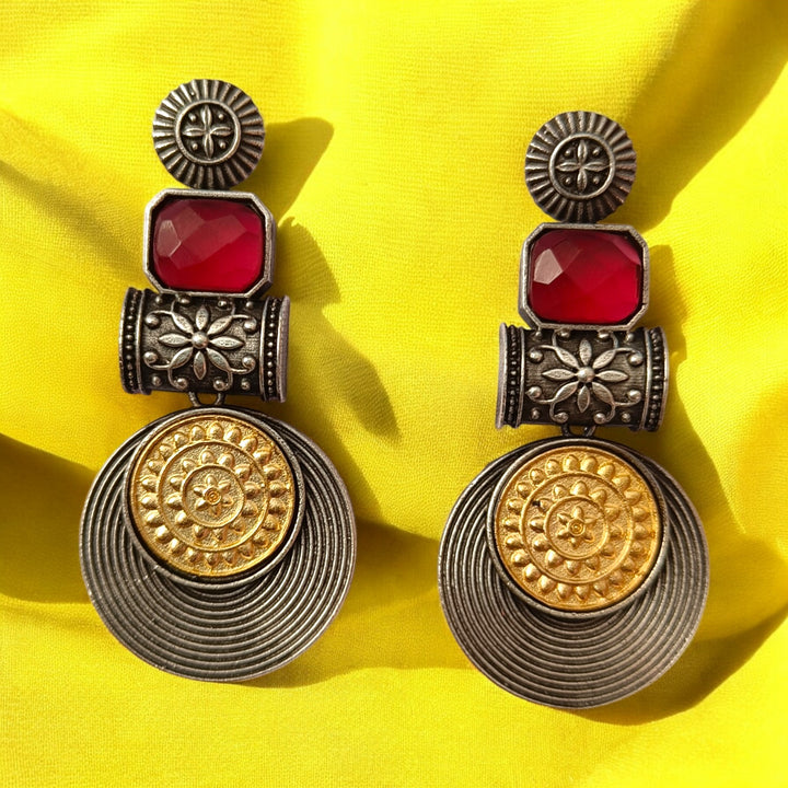 ELEGANT AASHTHA DUAL TONE SILVER-PLATED EARRINGS