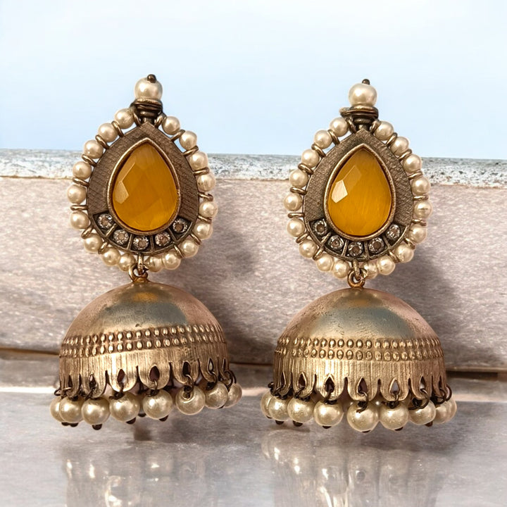 TELANAARI SILVER PLATED NUSRAT JHUMKAS [product_variant]- TelaNaari