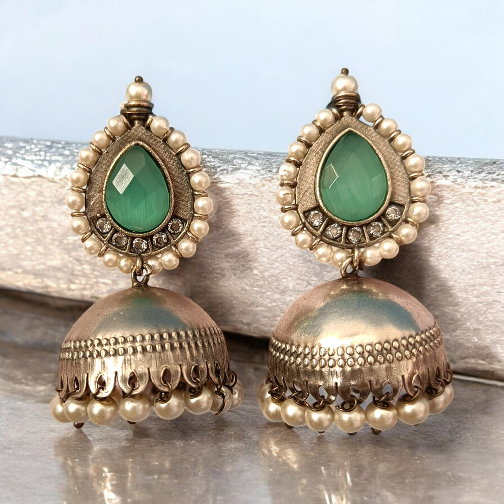 TELANAARI SILVER PLATED NUSRAT JHUMKAS