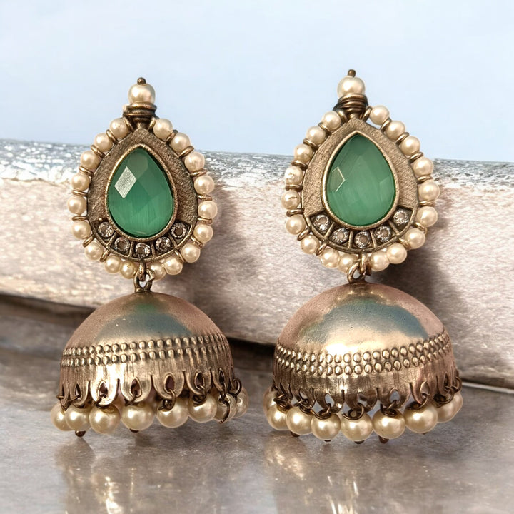 TELANAARI SILVER PLATED NUSRAT JHUMKAS [product_variant]- TelaNaari