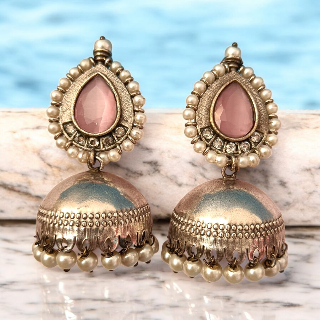 TELANAARI SILVER PLATED NUSRAT JHUMKAS [product_variant]- TelaNaari