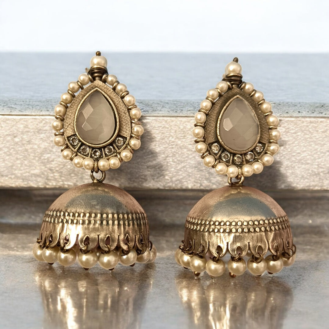 TELANAARI SILVER PLATED NUSRAT JHUMKAS [product_variant]- TelaNaari