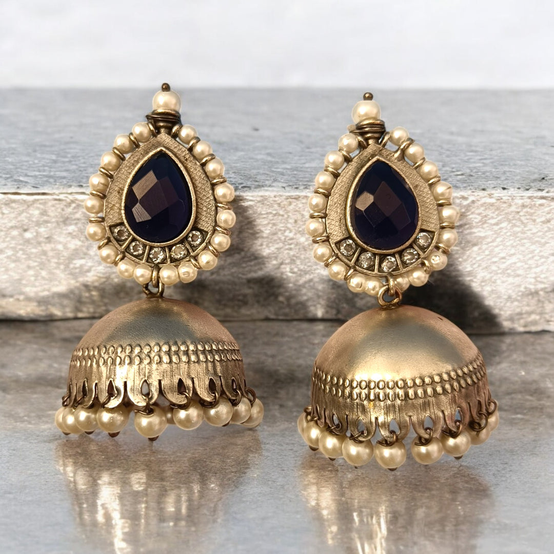 TELANAARI SILVER PLATED NUSRAT JHUMKAS [product_variant]- TelaNaari