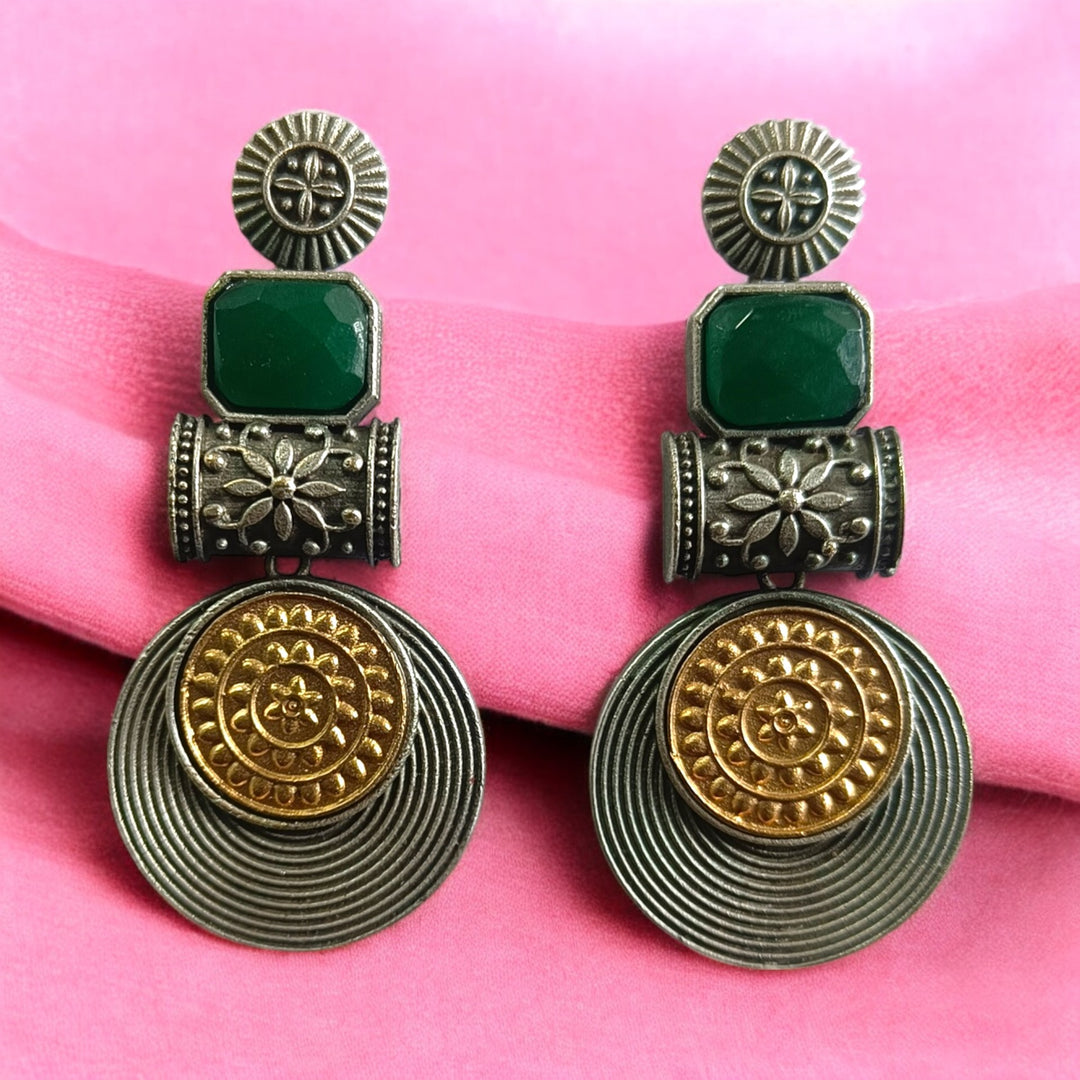 ELEGANT AASHTHA DUAL TONE SILVER-PLATED EARRINGS