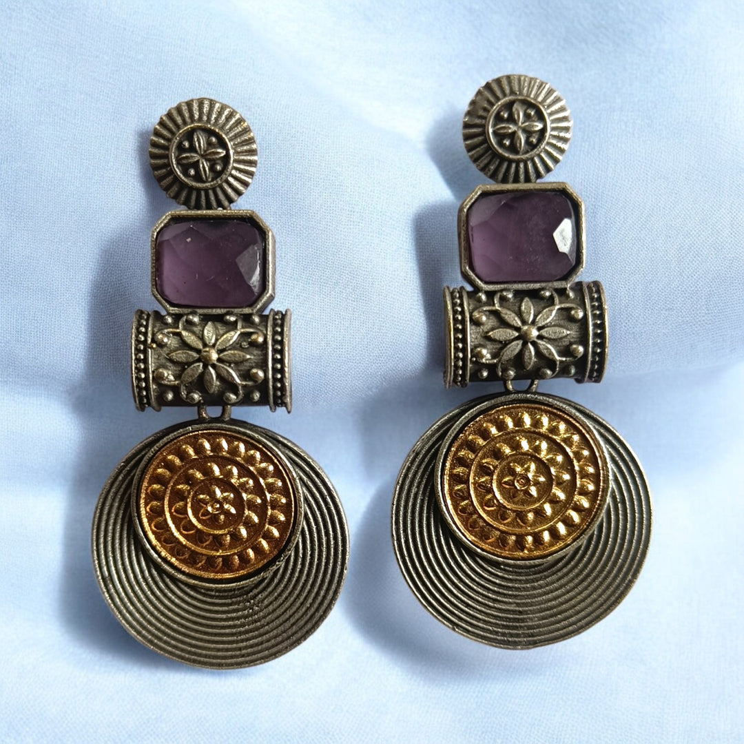 ELEGANT AASHTHA DUAL TONE SILVER-PLATED EARRINGS