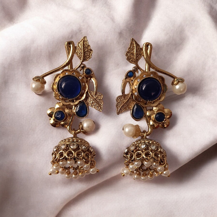 TELANAARI TIMELESS JASNOOR DUAL TONE SILVER-PLATED JHUMKI EARRINGS