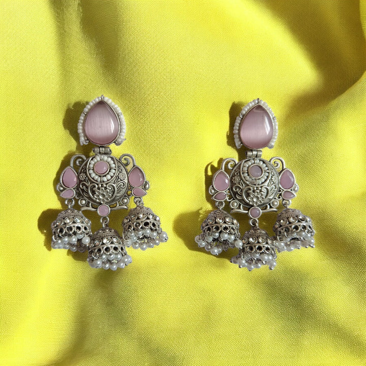 TELANAARI RADIANT PRABHNOOR SILVER PLATED EARRINGS