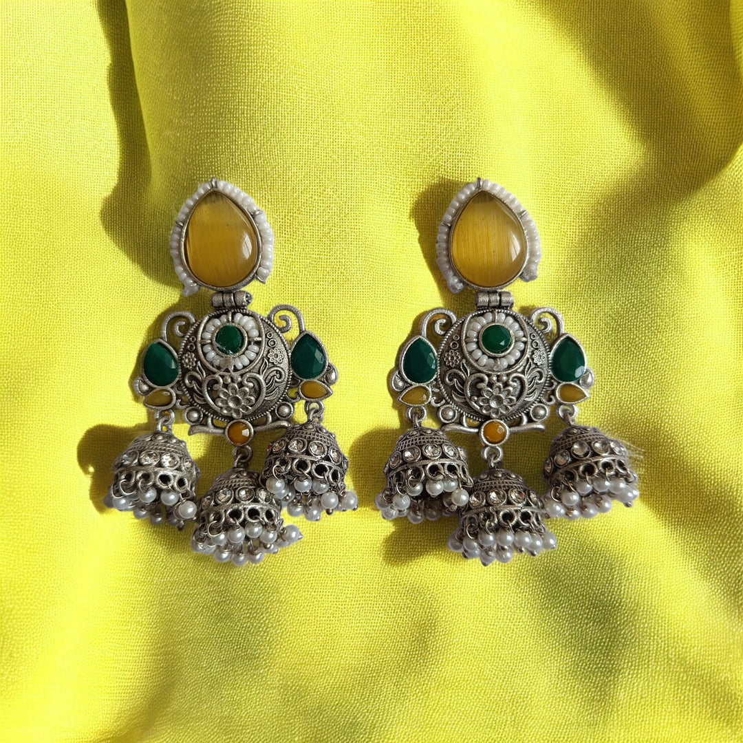 TELANAARI RADIANT PRABHNOOR SILVER PLATED EARRINGS