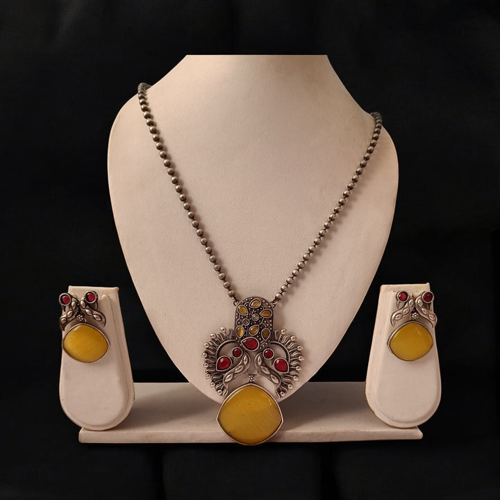 TELANAARI TIMELESS PREET SILVER-PLATED NECKLACE SET YELLOW