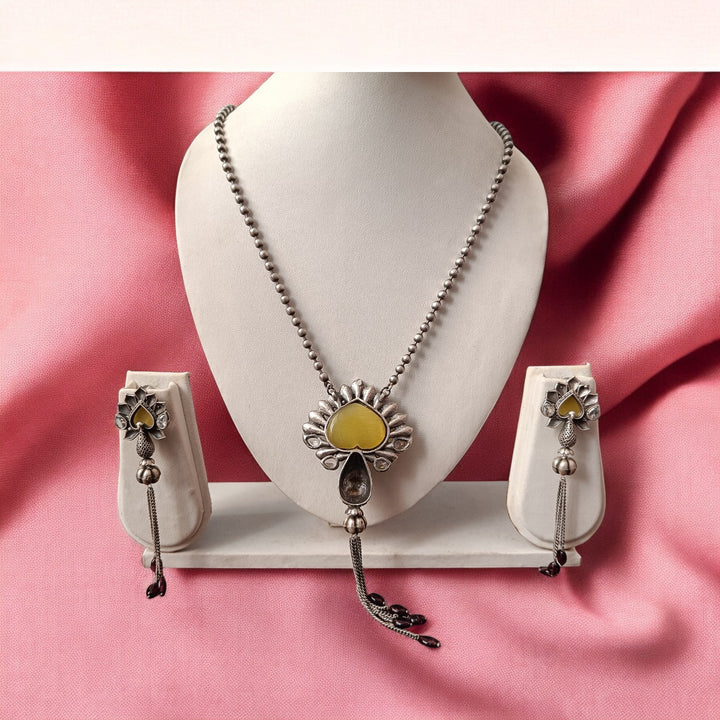 TELANAARI YASMIN YELLOW SILVER-PLATED NECKLACE SET