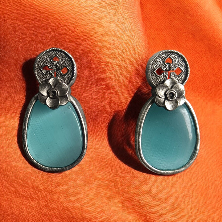 TELA NAARI SOPHISTICATED SILVER OXIDISED EARRINGS - TelaNaari