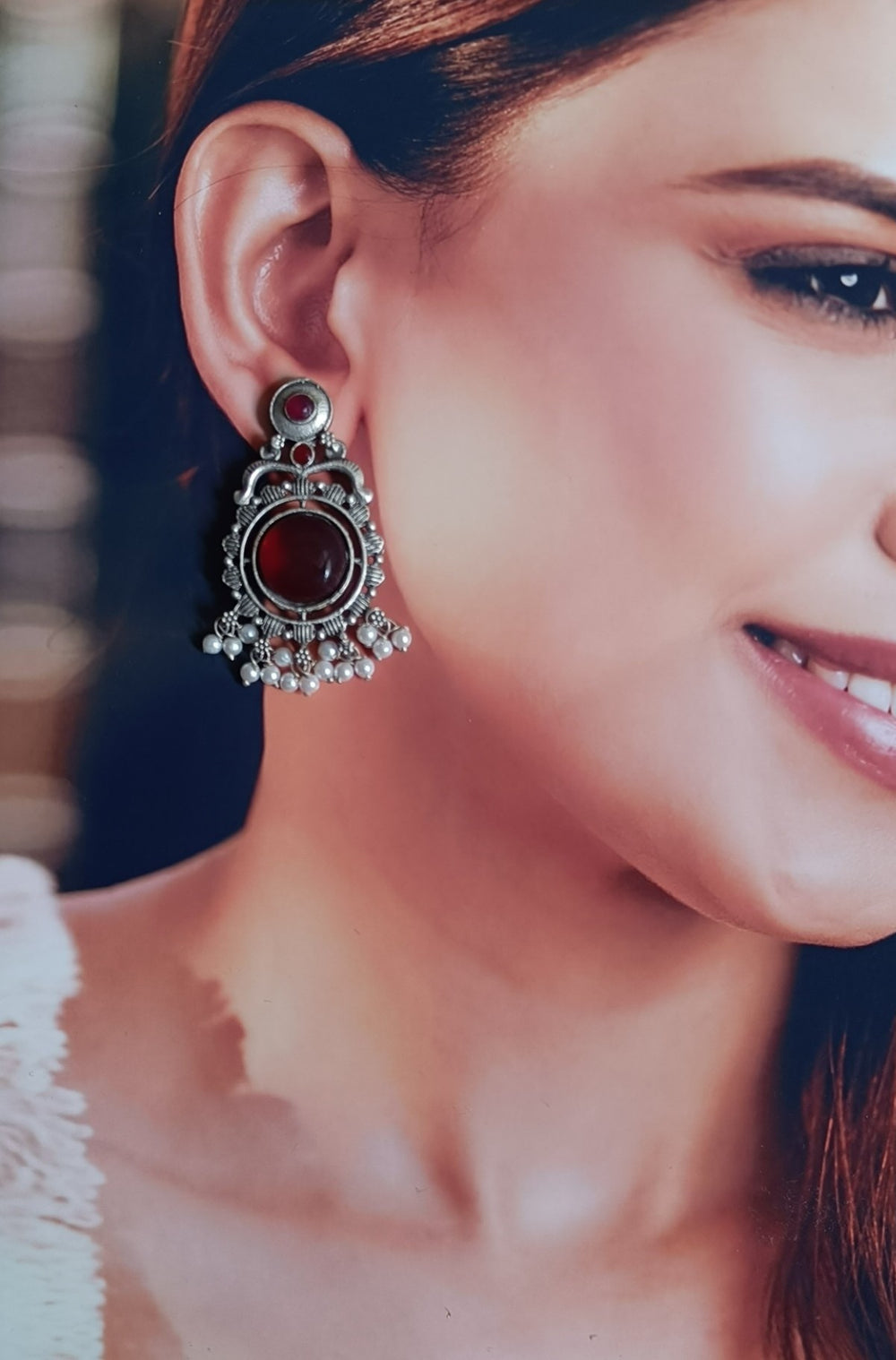 TELA NAARI ELEGANT OXIDISED SILVER EARRINGS