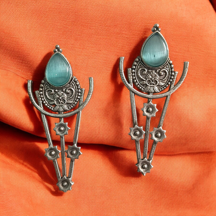 TELA NAARI DAZZLING SILVER OXIDISED EARRINGS