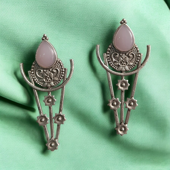 TELA NAARI DAZZLING SILVER OXIDISED EARRINGS