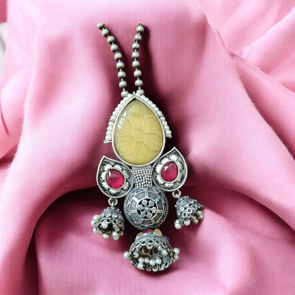 TELANAARI RUCHA YELLOW SILVER PLATED NECKLACE SET