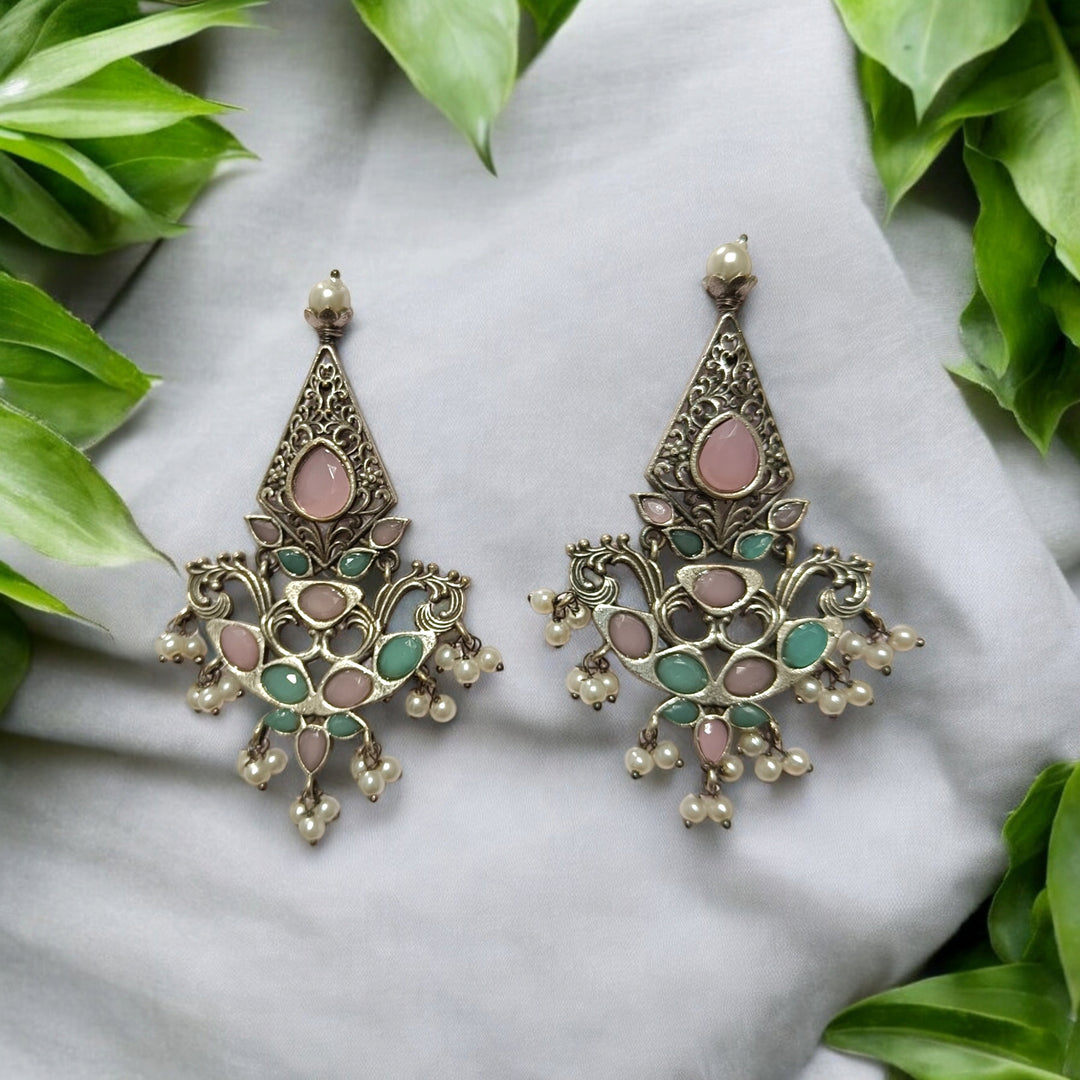 SILVER OXIDISED EARRINGS IQRA