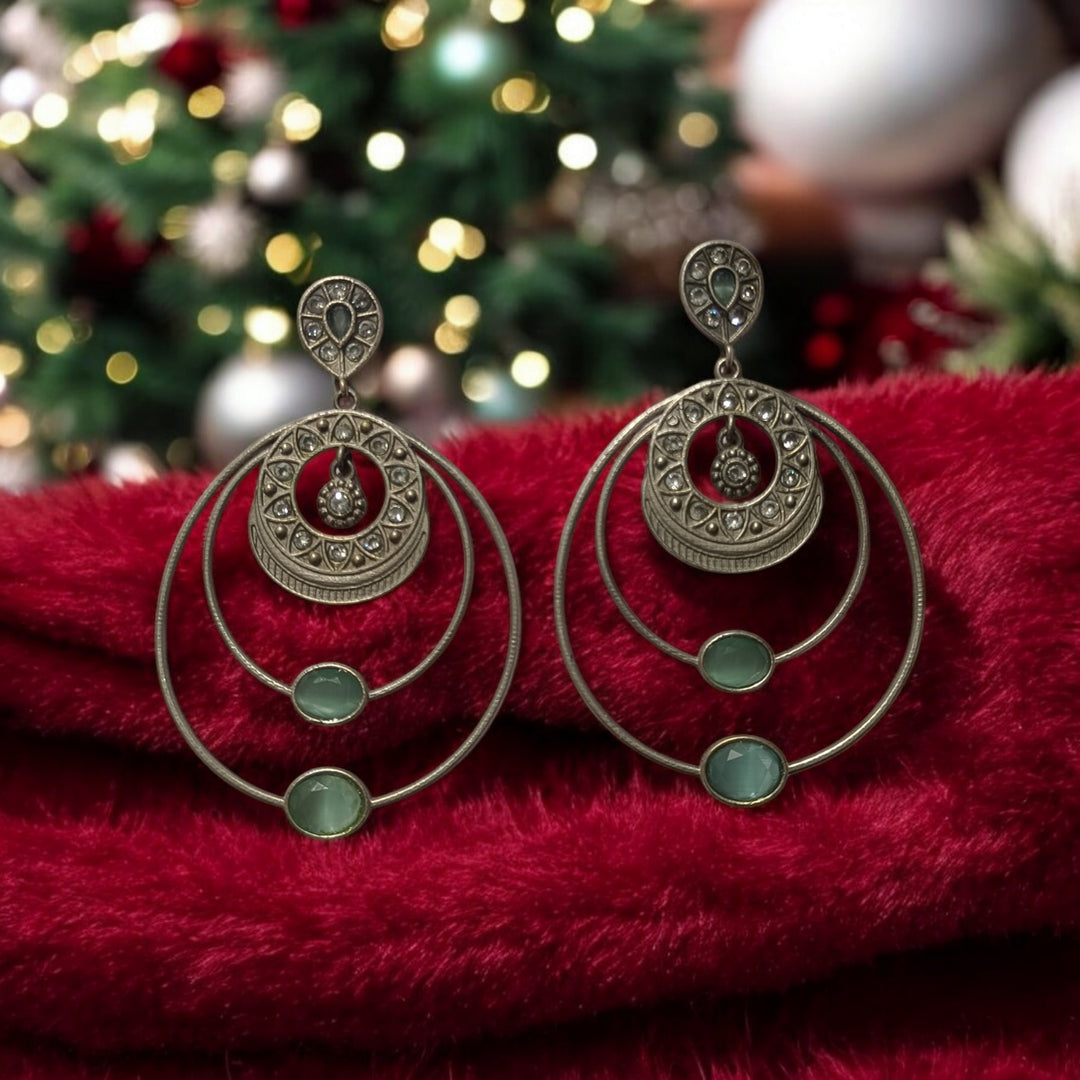 ELEGANT SILVER OXIDISED EARRINGS RABHYA