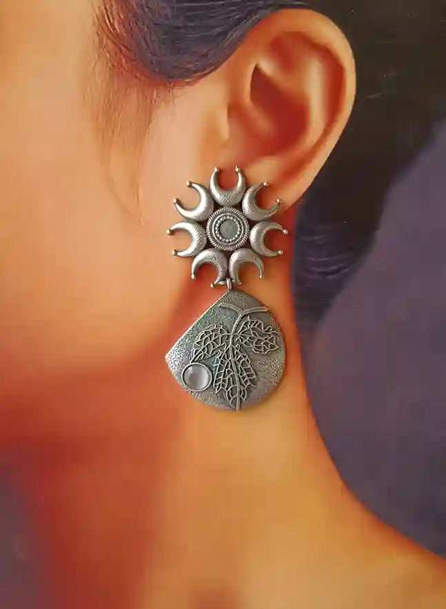 SILVER OXIDISED EARRINGS SAHANA