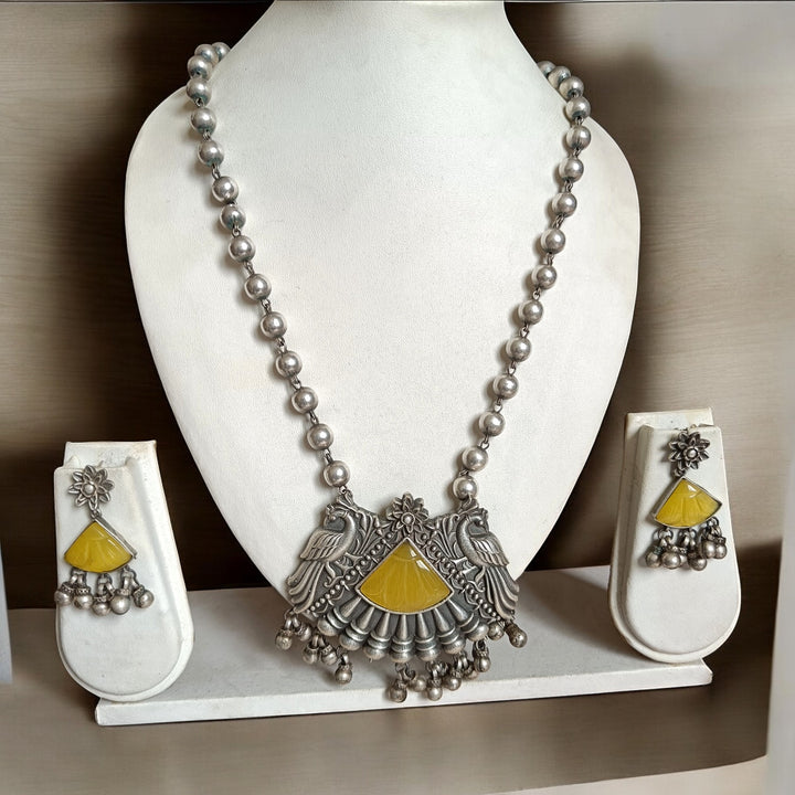 CLASSIC ELEGANT SIMI SILVER-PLATED NECKLACE SET YELLOW [product_variant]- TelaNaari