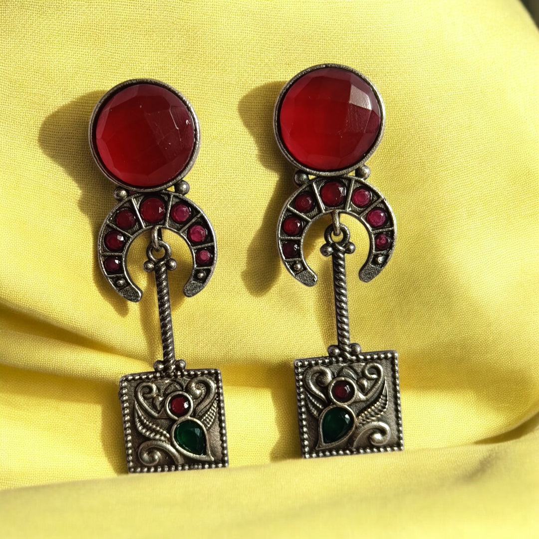 ELEGANT DEEPA SILVER OXIDISED DANGLER EARRINGS [product_variant]- TelaNaari