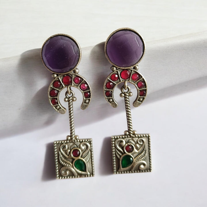 ELEGANT DEEPA SILVER OXIDISED DANGLER EARRINGS [product_variant]- TelaNaari