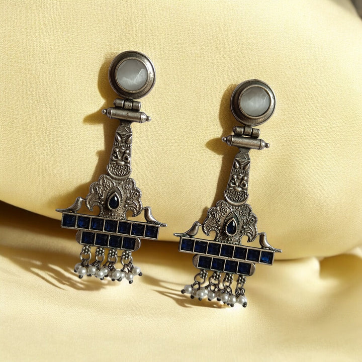 ELEGANT SARITHA SILVER OXIDISED EARRINGS [product_variant]- TelaNaari