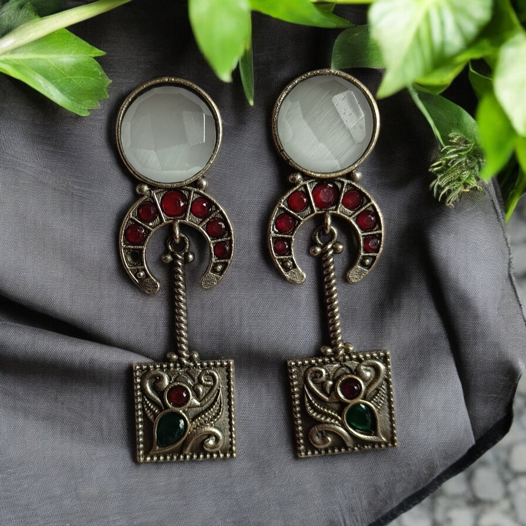 ELEGANT DEEPA SILVER OXIDISED DANGLER EARRINGS [product_variant]- TelaNaari