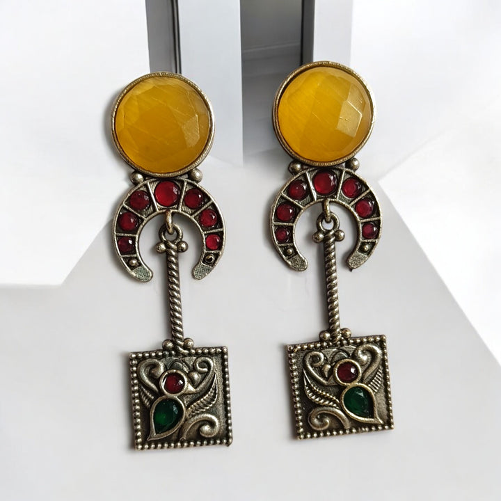 ELEGANT DEEPA SILVER OXIDISED DANGLER EARRINGS [product_variant]- TelaNaari