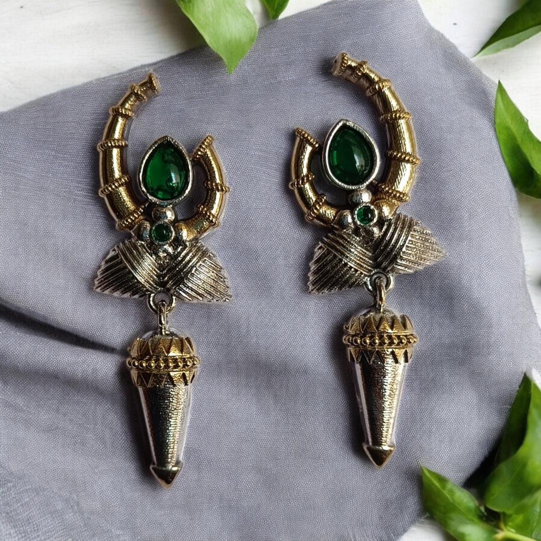 CLASSIC ELEGANT AASHCHARYA GOLD TONED SILVER-PLATED CHIC EARRINGS - TelaNaari