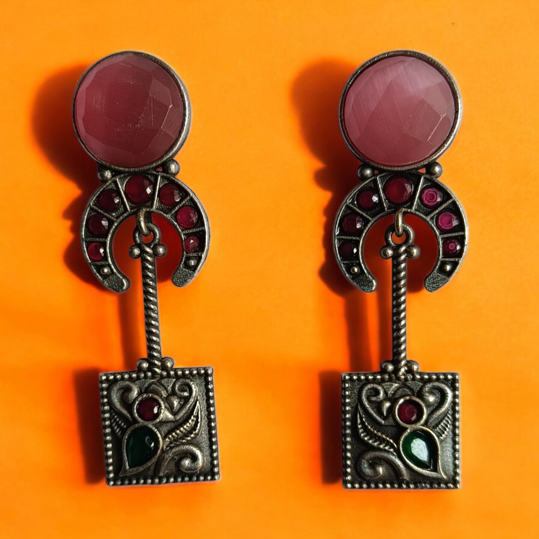 ELEGANT DEEPA SILVER OXIDISED DANGLER EARRINGS [product_variant]- TelaNaari