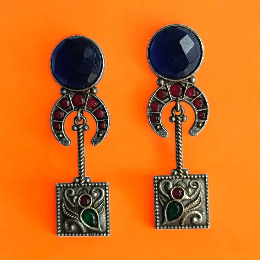 ELEGANT DEEPA SILVER OXIDISED DANGLER EARRINGS [product_variant]- TelaNaari