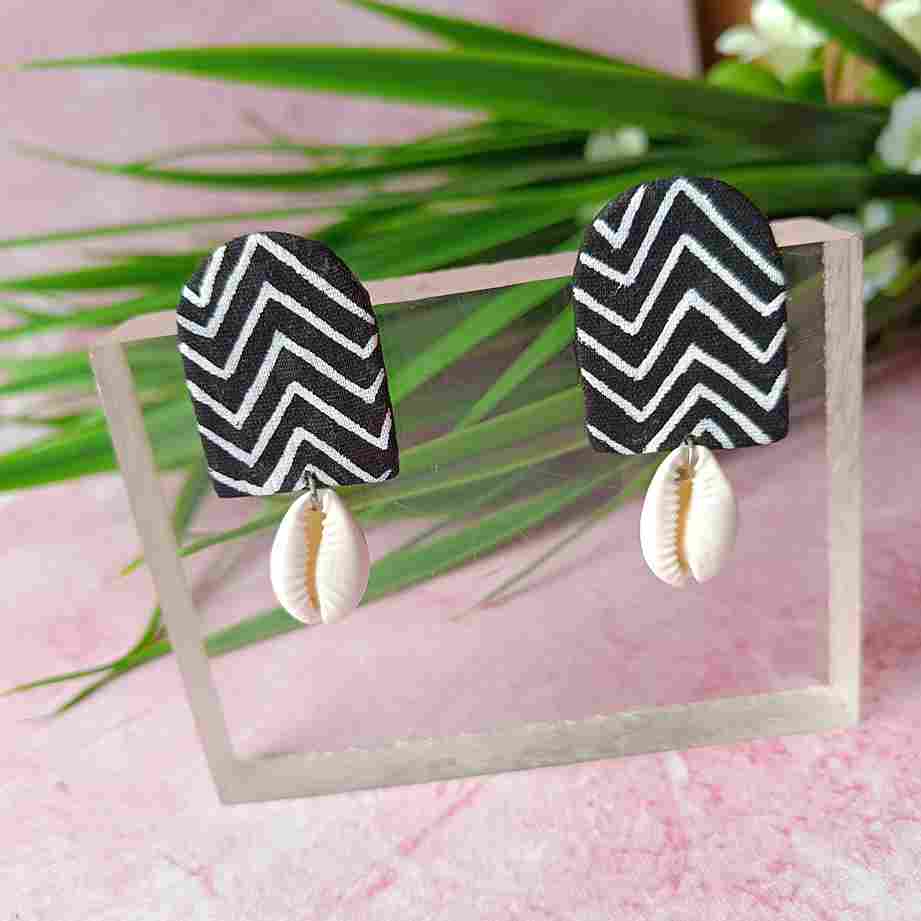 HAND PAINTED ANIYA EARRINGS BLACK