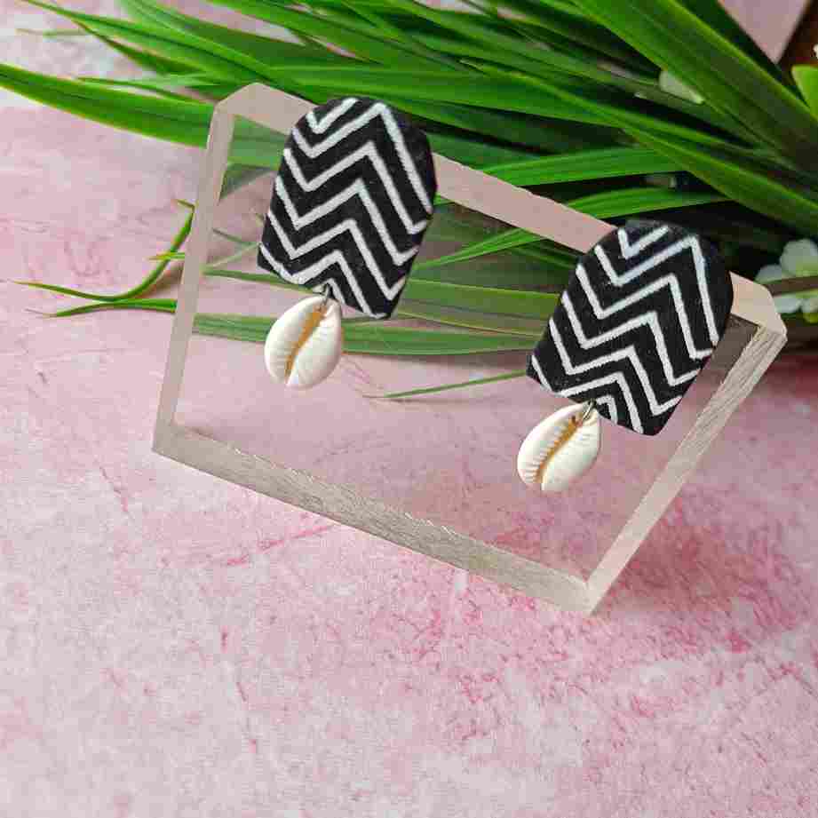 HAND PAINTED ANIYA EARRINGS BLACK