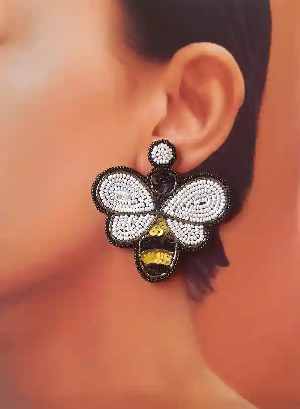 HANDMADE CONTEMPORARY BEE BEADED EARRINGS