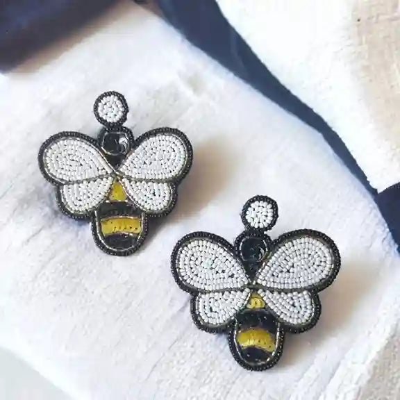 HANDMADE CONTEMPORARY BEE BEADED EARRINGS