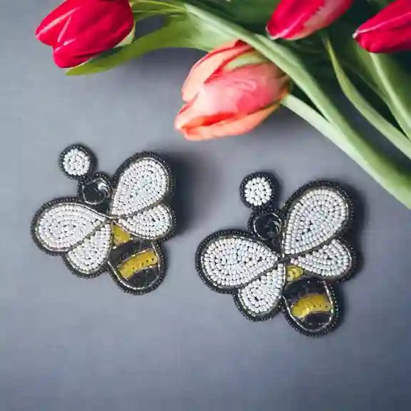 HANDMADE CONTEMPORARY BEE BEADED EARRINGS