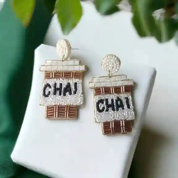 HANDMADE CONTEMPORARY CHAI LOVER BEADED EARRINGS