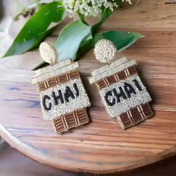 HANDMADE CONTEMPORARY CHAI LOVER BEADED EARRINGS