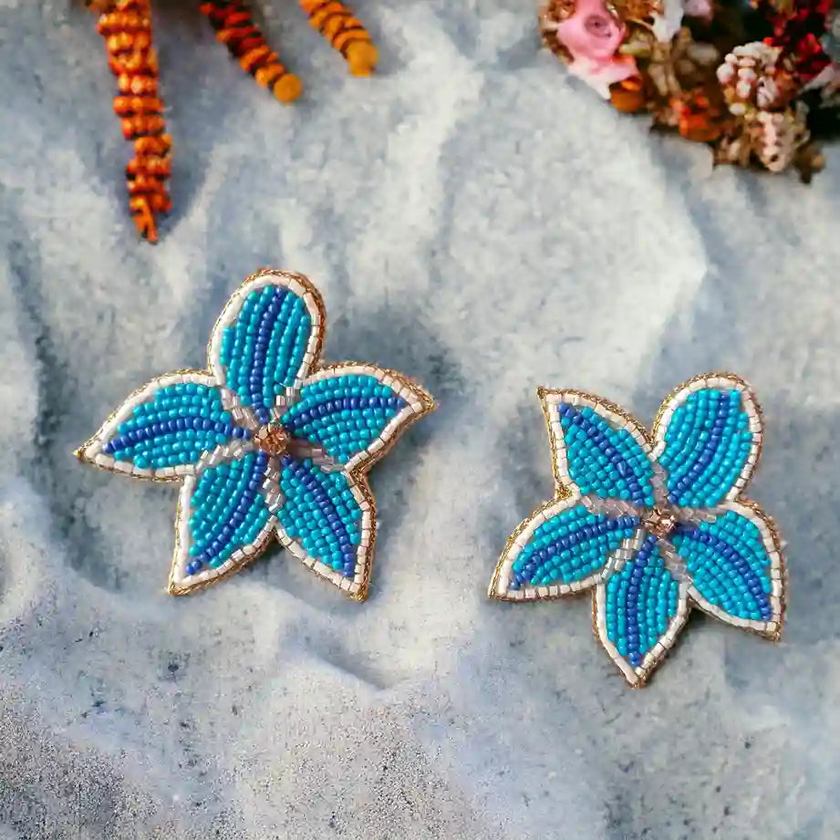 HANDMADE CONTEMPORARY STAR FISH BEADED EARRINGS