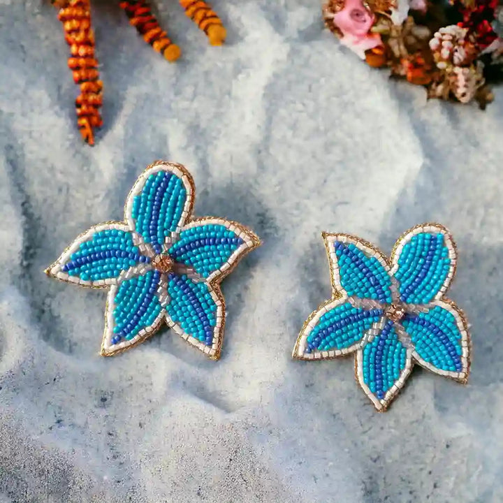 HANDMADE CONTEMPORARY STAR FISH BEADED EARRINGS