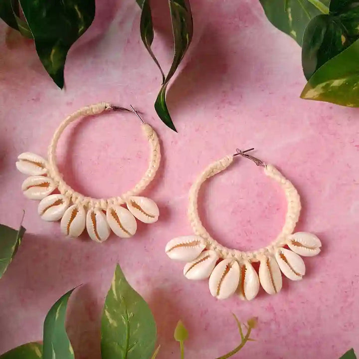 HANDMADE COWRIE EARRINGS NIRA WHITE [product_variant]- TelaNaari