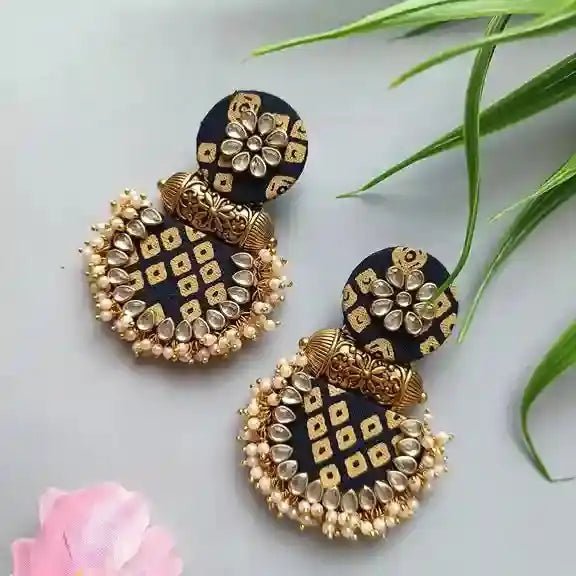 HANDMADE EARRINGS BANDHANI DEEP BLUE INAYA [product_variant]- TelaNaari