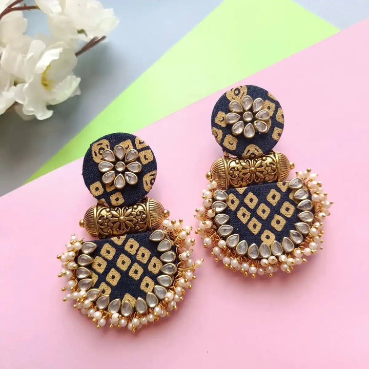 HANDMADE EARRINGS BANDHANI DEEP BLUE INAYA