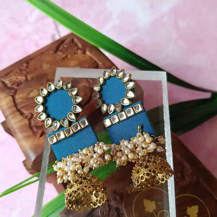 HANDMADE EARRINGS CERULEAN BLUE AADYA [product_variant]- TelaNaari