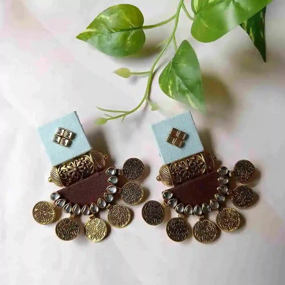 HANDMADE EARRINGS GREY GREEN & BROWN DOVE