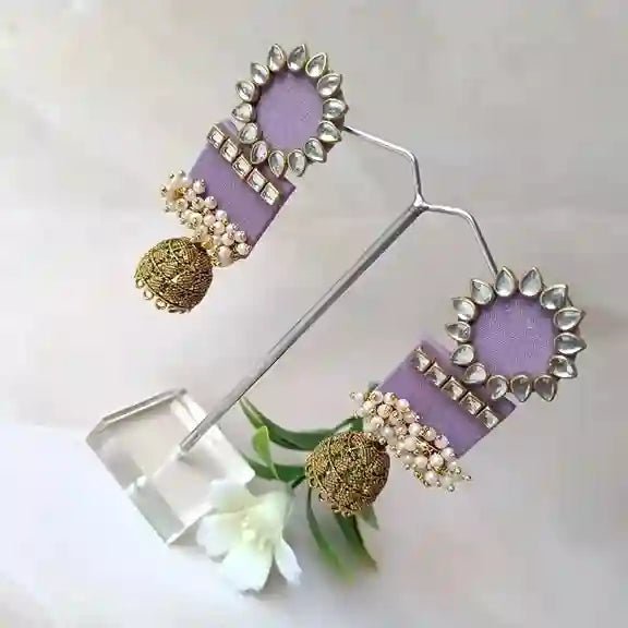 HANDMADE EARRINGS LIGHT PURPLE AADYA [product_variant]- TelaNaari