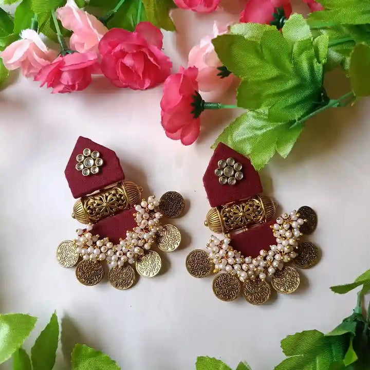 HANDMADE EARRINGS MAROON ISHA