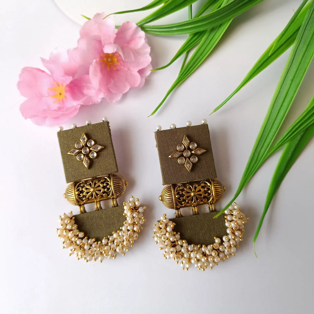 HANDMADE EARRINGS  OLIVE GREEN ALIA [product_variant]- TelaNaari