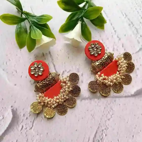 HANDMADE EARRINGS ORANGE EVA [product_variant]- TelaNaari